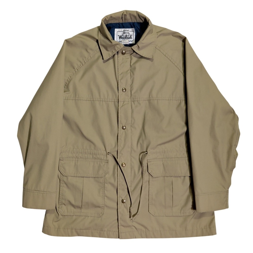 Vintage Woolrich Chore Jacket Womens Size L Beige Lined Full Zip Chore Coat USA